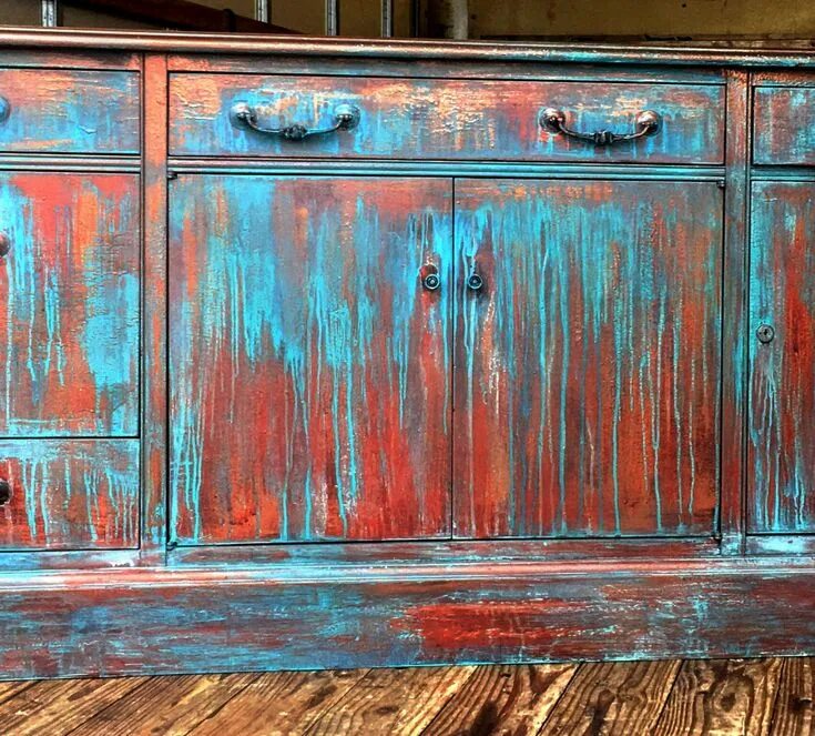 Покрасить старое фото Copper patina Dresser DIY makeover Using rustoleum hammered paint and unicorn sp