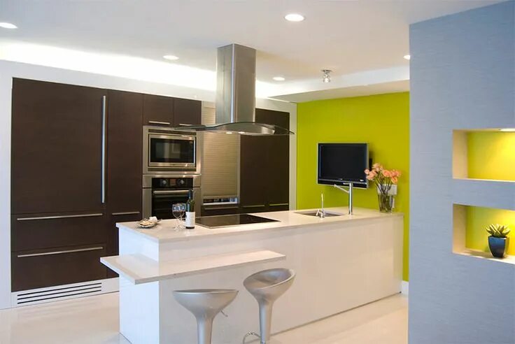 Покрасить стены на кухне дизайн фото 5 cores que combinam muito bem com o marrom Green kitchen walls, Interior house 