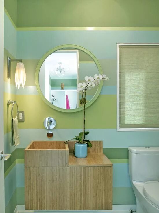 Покрасить ванную комнату своими руками фото colors Modern powder room, Colorful bathrooms, Powder room design