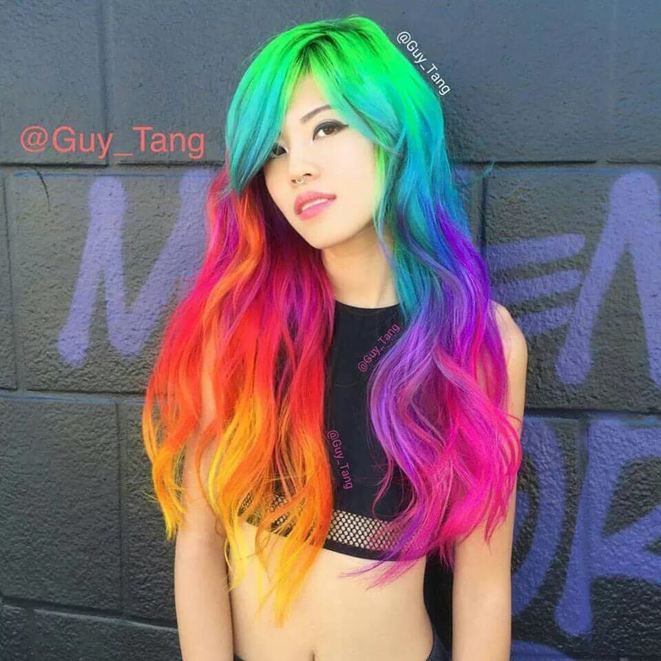 Покрасить волосы на фото Rainbow hair by Guy Tang. Flawless! #rainbow #hair #dye #GuyTang Rainbow hair co