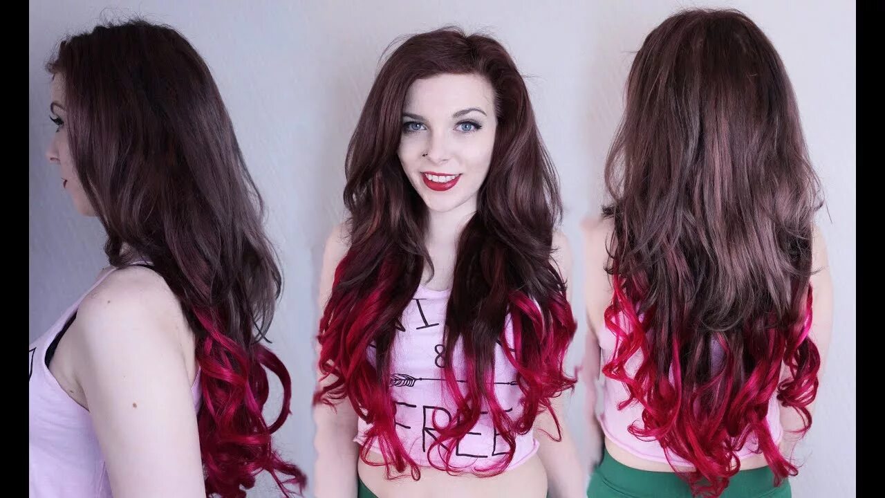 Покрасить волосы на фото Haare BRAUN tönen mit DIRECTIONS - Dip Dye Braun Rot / Pink - TUTORIAL - YouTube