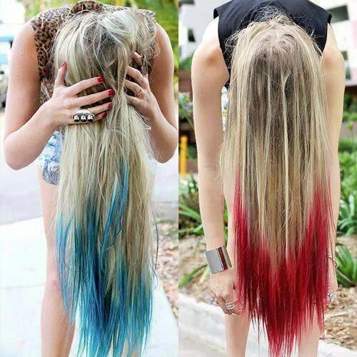 Покрасить волосы на фото blue or red - Hairstyles and Beauty Tips Dip dye hair, Dyed hair, Ombre hair