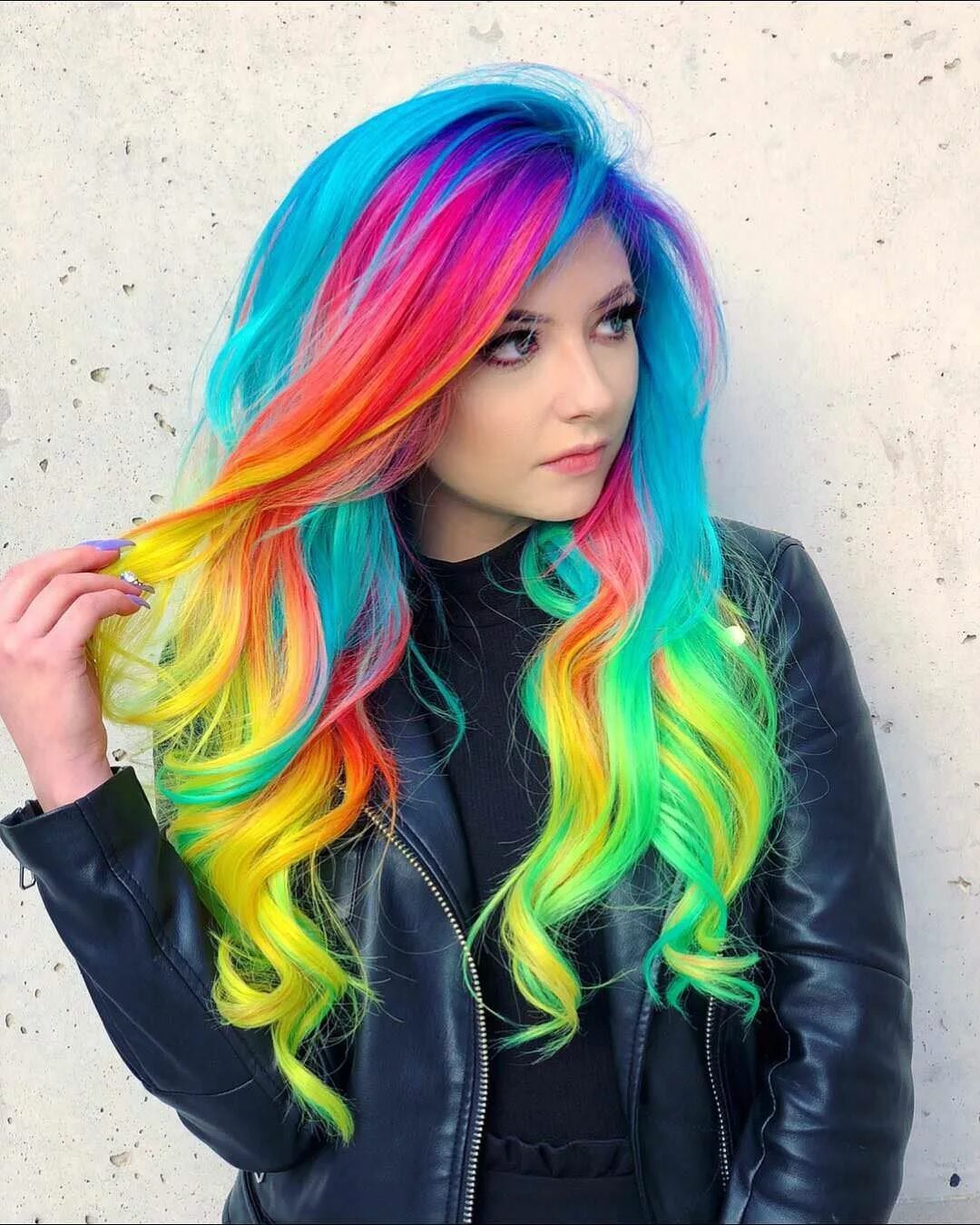 Покрасить волосы на фото Super cool rainbow hair (With images) Rainbow hair color, Hot hair colors, Sprin