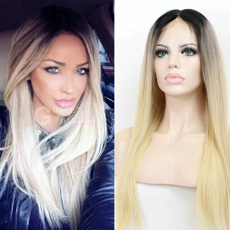 Покрасить волосы в светлый цвет фото 2019 的 Grace Fantasy Black to Blonde Straight Lace Front Human Hair Wigs Pre Plu