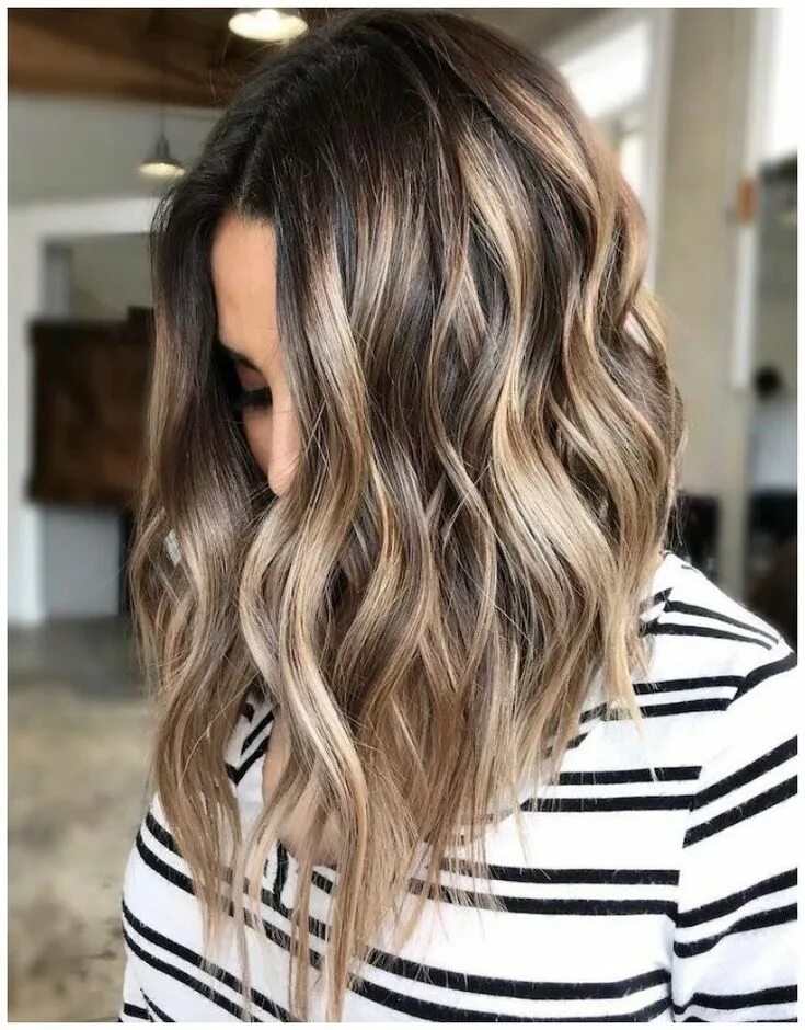 Покраска балаяж на средние волосы фото Best Hair Highlights Ideas Brunette hair color, Hair color techniques, Balayage 