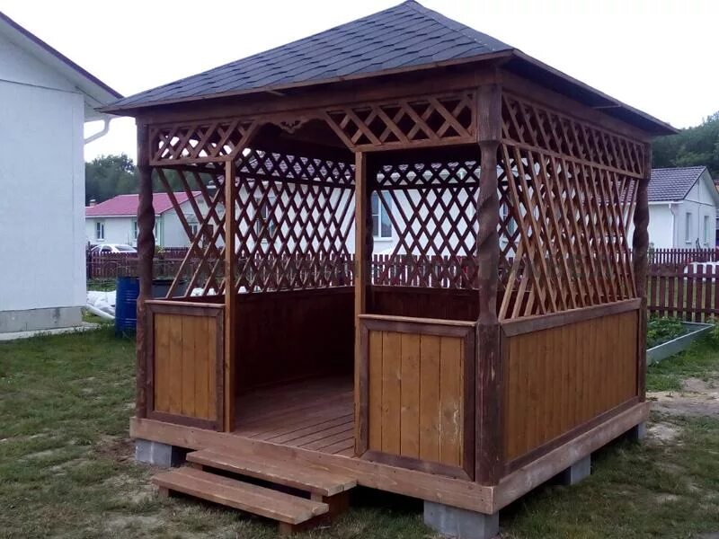 Покраска беседки из дерева фото Садовые беседки из дерева