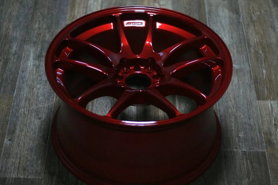 Покраска дисков фото 18" арбузы Candy Red + Triangle 215/35/18 - Skoda Octavia A4 Mk1, 1,8 л, 1999 го