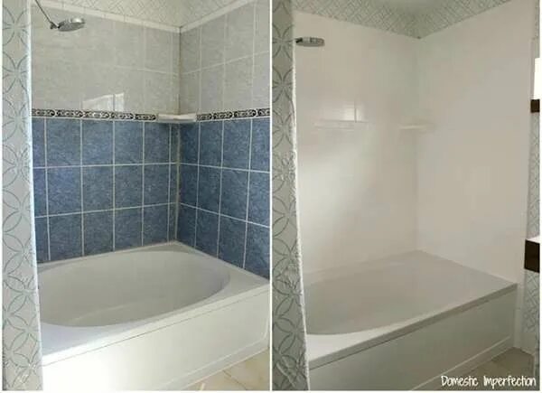 Покраска кафеля в ванной фото 10 Bathroom Improvements That Only Took Paint Плитка в душевую, Реконструкция ва