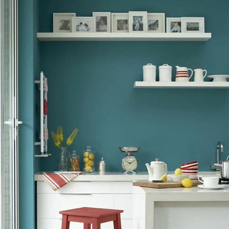 Lemon Squash - Anti Bacterial Matt - Kitchen Crown Paints Kitchen feature wall, 