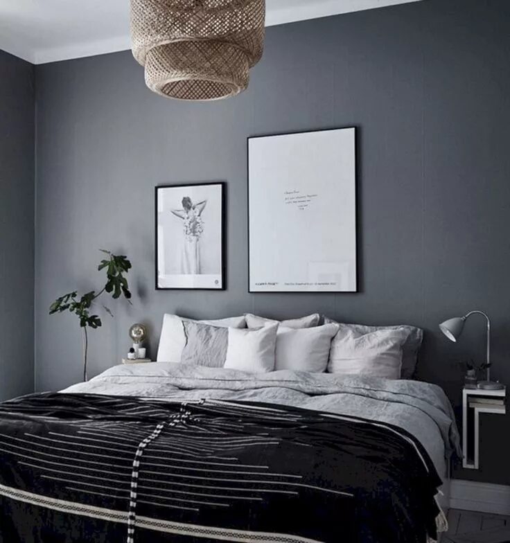 Покраска стен серый оттенок интерьер Bedroom Design With Gray Wall Ideas 13 - Freshouz Home & Architecture Decor Màu 