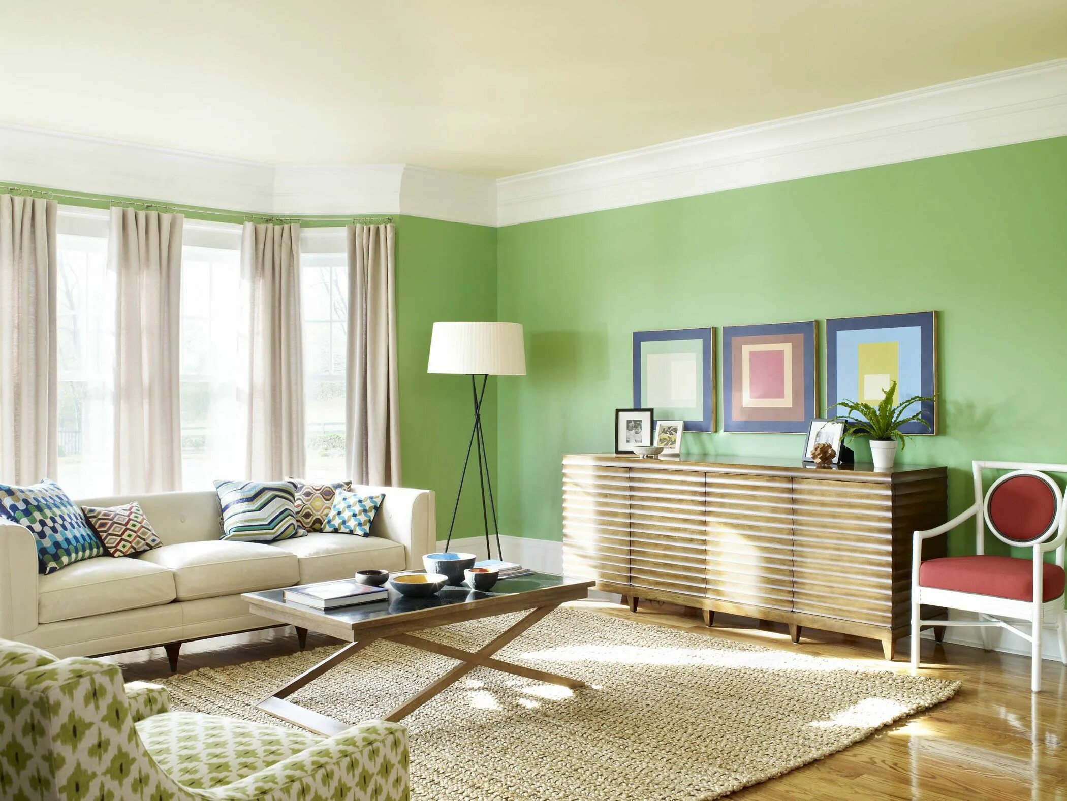 Покраска стен сочетание цветов в интерьере Exciting Green Living Room Decors With White Living Bridgewater Sofas And Foldin