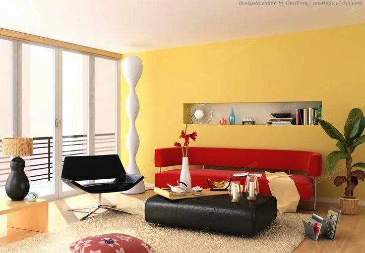 Покраска стен сочетание цветов в интерьере фото Yellow Room Interior Inspiration: 55+ Rooms For Your Viewing Pleasure Warna ruan