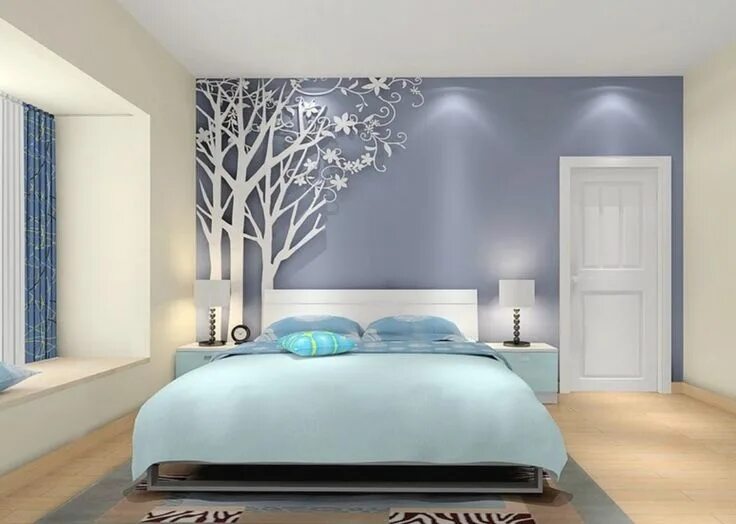 Покраска стен спальня дизайн фото #potinterior #potfuniture bed room design ideas 3D wallpaper Decoração quarto ca