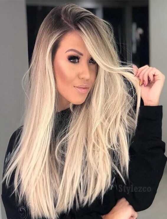 Покраска волос блонд с темными корнями фото Awesome Examples of Balayage Ombre Hair Color Styles for 2019 Cool hair color, B