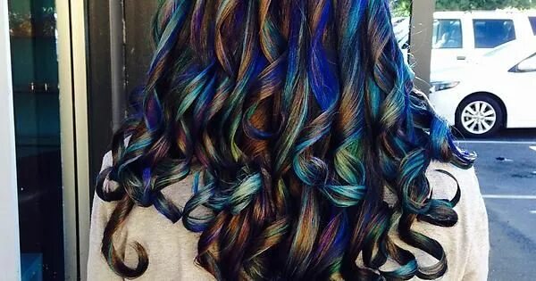 Покраска волос фото The stylist called it Oil Slick. Oil slick hair, Oil slick hair color, Hair colo