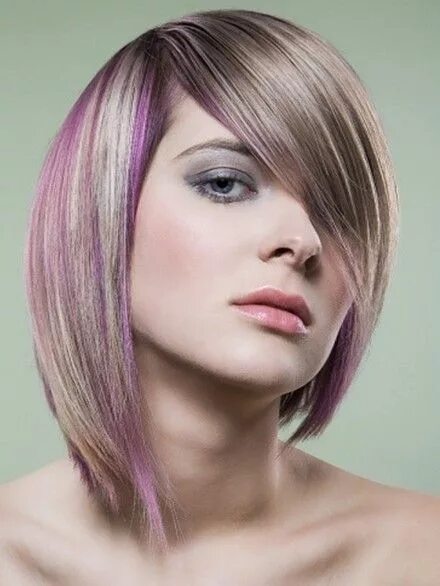 Покраска волос фото на средние волосы Mid-Neck Length Straight Bob - PoP Haircuts Gorgeous hair color, Purple hair hig