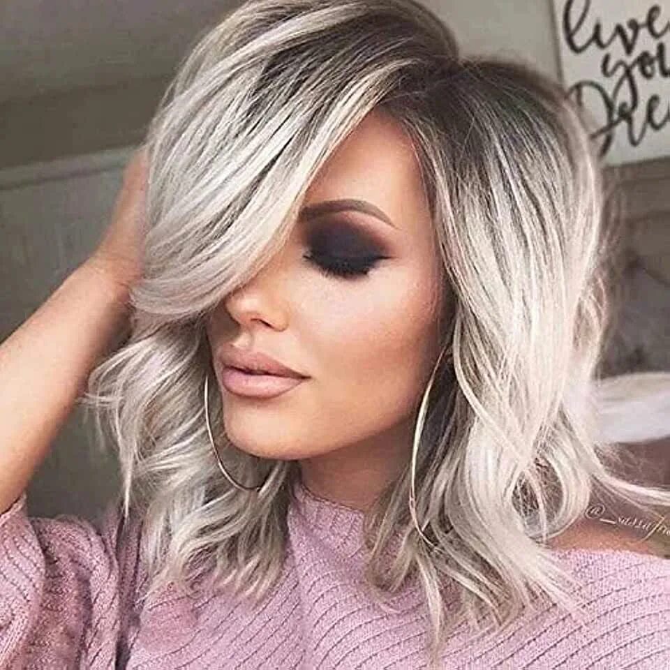 Покраска волос мода 2024 женские Amazon.com: Silver Ombre Wig