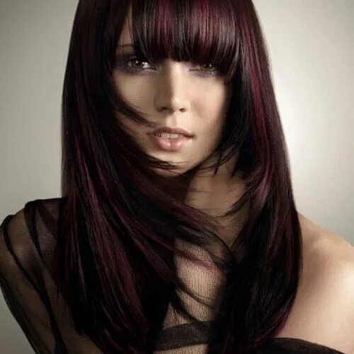 Покраска волос с челкой фото Pin on New hair? Hair color for black hair, Dark burgundy hair color, Burgundy h