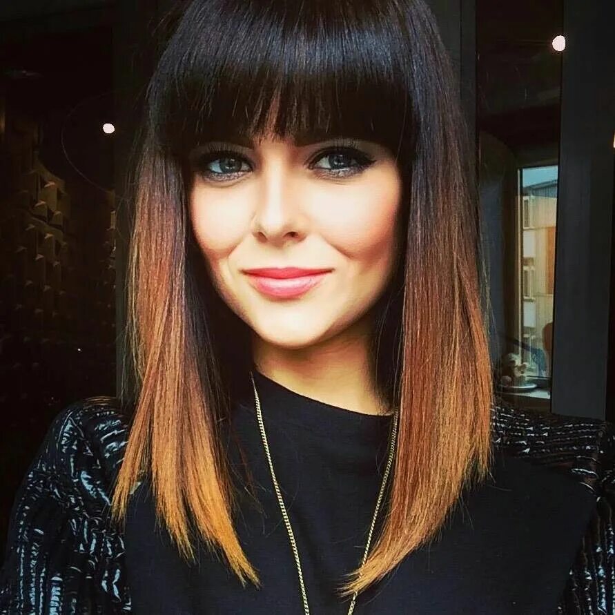 Покраска волос с челкой фото Gabi Drzewiecka Zoella hair, Long hair with bangs, Balayage hair