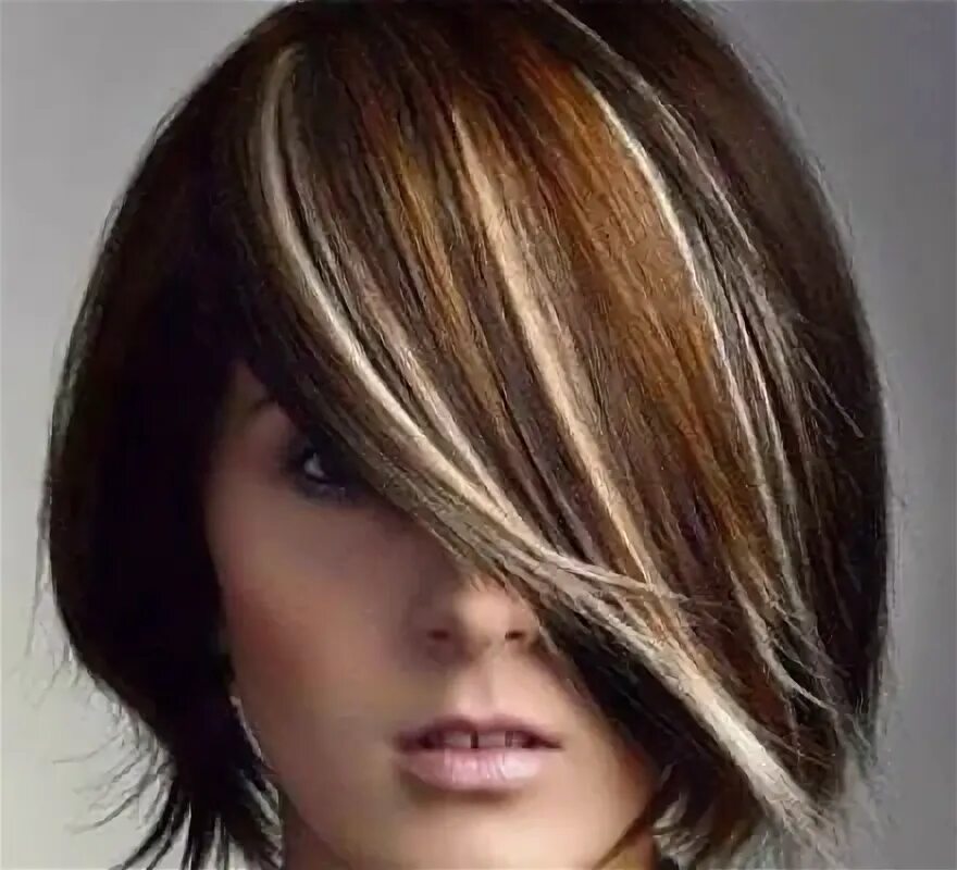 Покраска волос средней длины фото melirovaniye na temnyye volosy (1) Short hair color, Medium hair highlights, Med