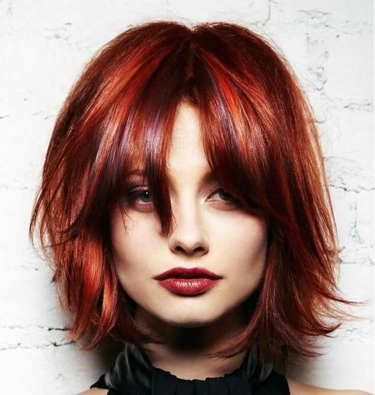 Покраска волос стрижки на средние волосы Pin by Steve Wells on Hair Square face hairstyles, Red bob hair, Hair lengths