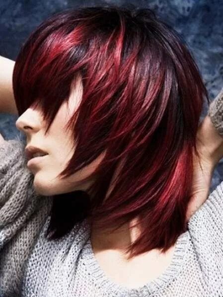 Покраска волос стрижки на средние волосы 25 Thrilling Ideas for Red Ombre Hair Edgy hair color, Edgy hair, Red ombre hair