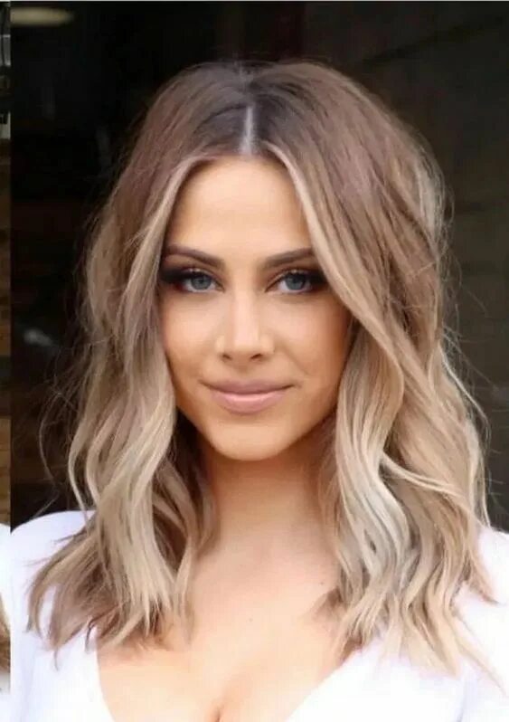 Покраска волос светлый цвет фото Ombre Medium long hair blonde hairstyle for women Shoulder length hair balayage,