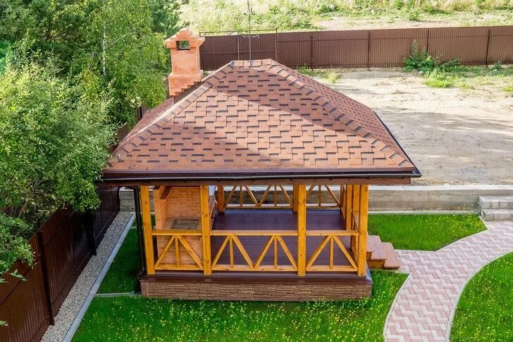 Покрыть беседку гибкой черепицей своими руками Как выбрать кровлю для беседки: оптимальный тип кровли для Подмосковья Гранд-Кро