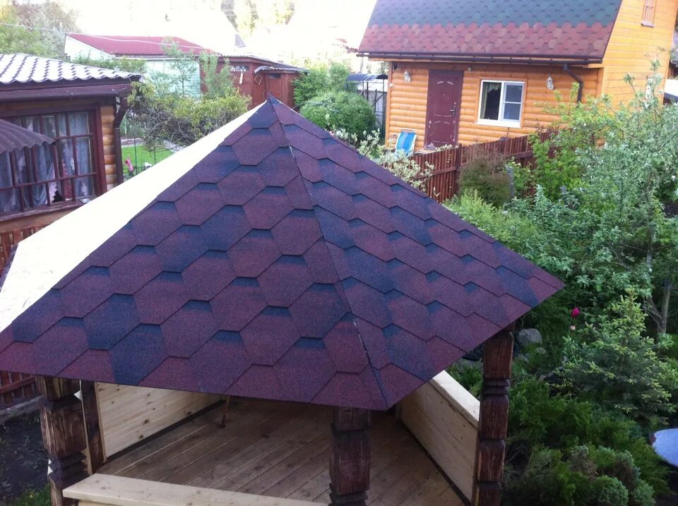 Покрыть беседку гибкой черепицей своими руками вторая жизнь дачной беседки 3. - Сообщество "DRIVE2 На Даче" на DRIVE2