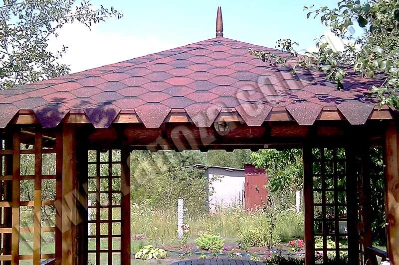 Покрыть беседку гибкой черепицей своими руками zaNOza - Установка летней декоративной беседки из дерева