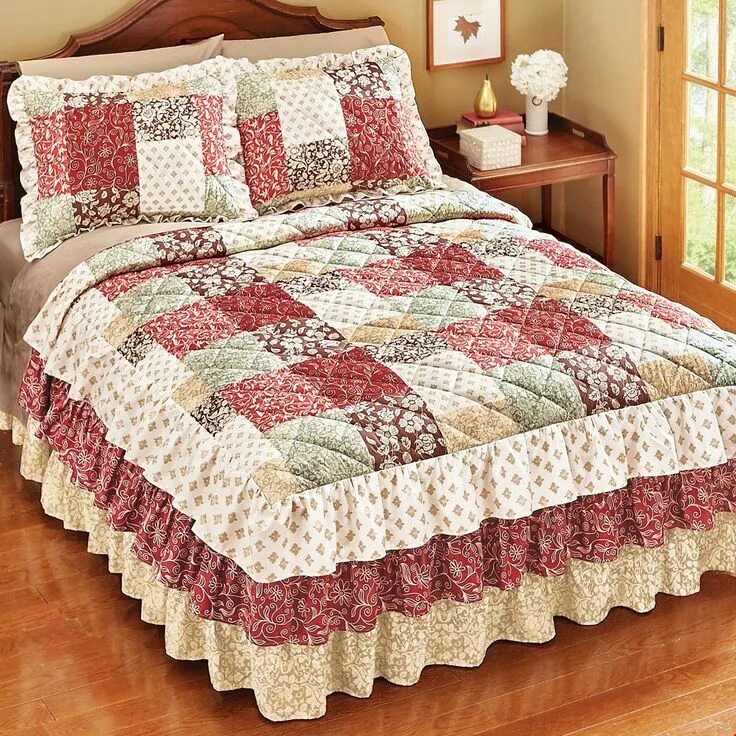 Покрывала на дачу своими руками Worthington Patchwork Ruffled Bedspread Collections Etc. Bed spreads, Ruffle bed