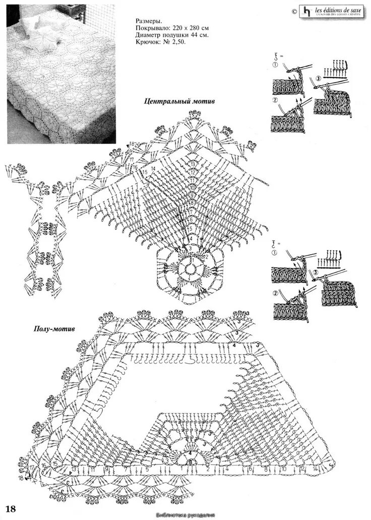 Покрывала связанные крючком схемы Рукоделие, Вязание крючком покрывало, Покрывало