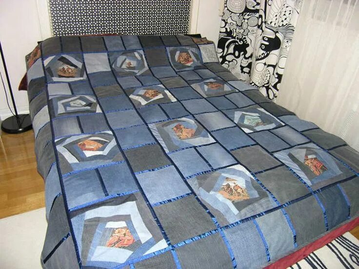 Покрывало из джинсов своими руками фото Новая жизнь старых вещей: джинсы Журнал Ярмарки Мастеров Сумасшедшее лоскутное о