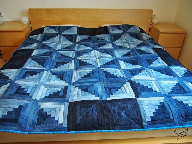 Покрывало из джинсов своими руками фото aufbett.JPG (1600 × 1200) Kosmetiktasche selber nähen, Steppdecke, Tasche nähen 