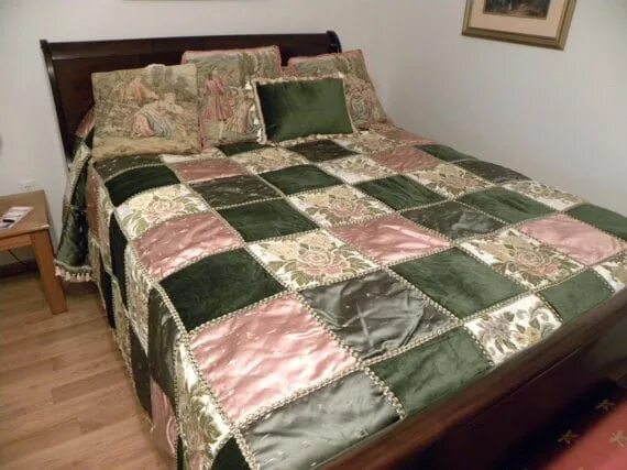 Покрывало из ткани своими руками фото King Size MINT Condition Velvet Bedspread Tapestry Quilt Pink Etsy