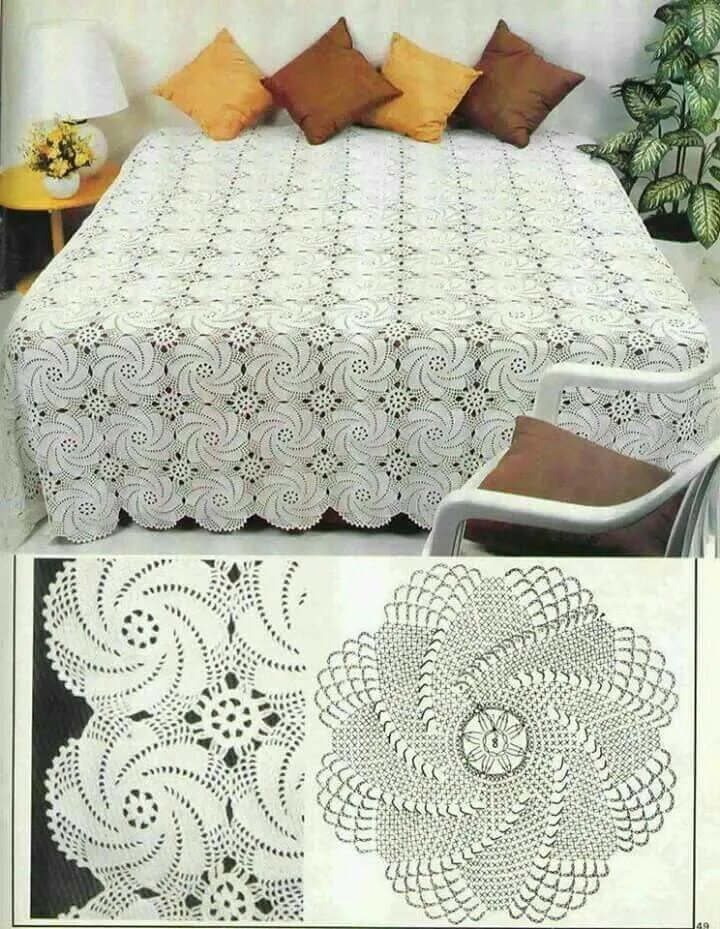 Покрывало крючком фото схемы Pin on szydełko Crochet bedspread pattern, Crochet bedspread, Crochet square bla