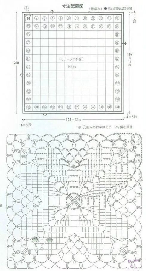 Покрывало крючком со схемами Покрывало из мотивов крючком Схемы вязаных крючком квадратов, Вязаная крючком ск
