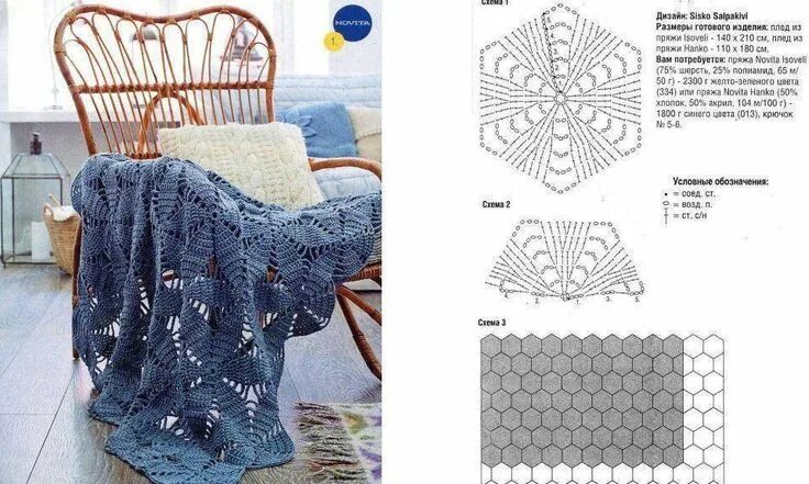 Покрывало крючком со схемами и описанием Épinglé par Gretha Borboleta sur Pontos & Gráficos Crochets décoratifs, Crochet 