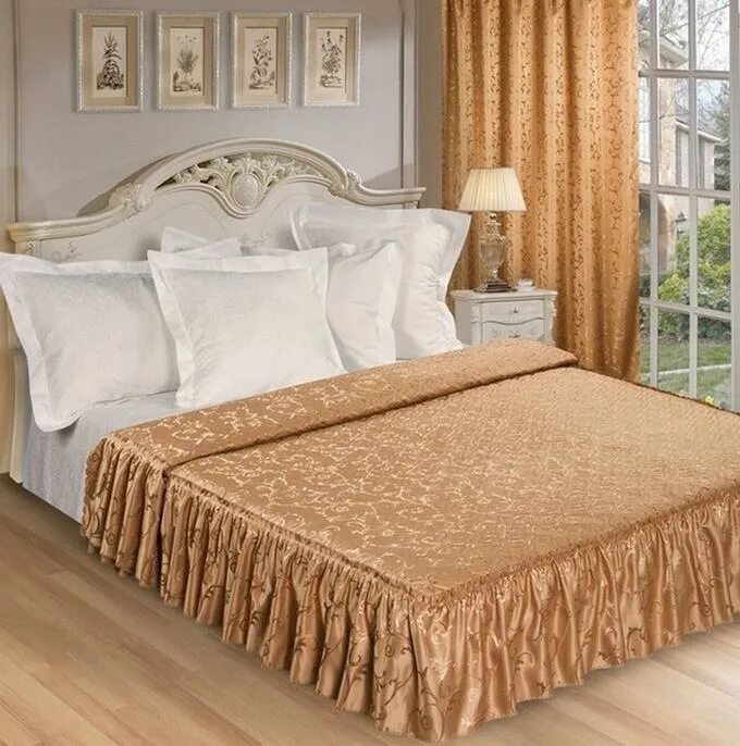 free shipping crystal velvet lace skirted bed cover 3pcs quality thick cotton be