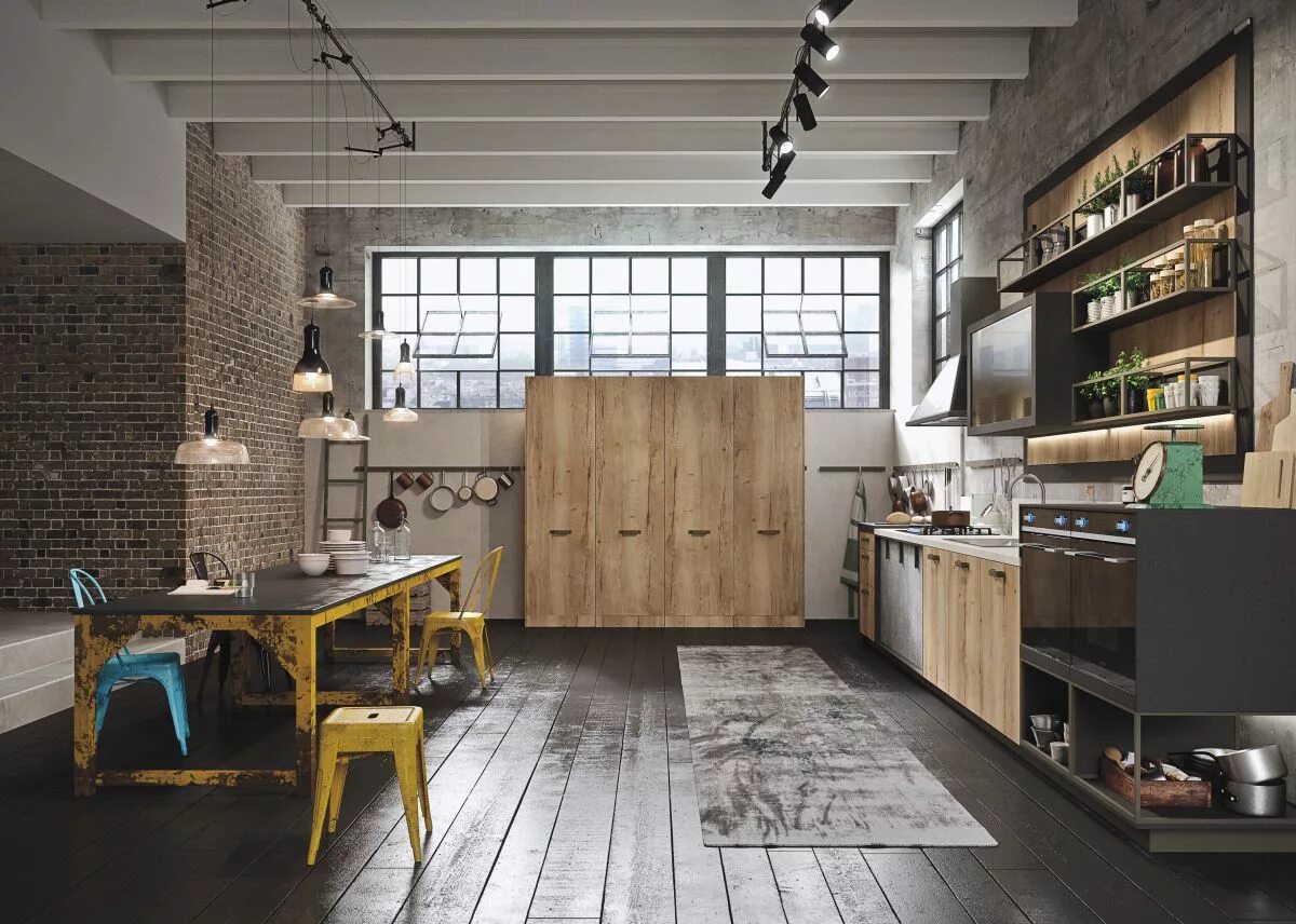 Пол кухни в стиле лофт Industrial And Rustic Designs Resurfaced By The New LOFT Kitchen Loft kitchen, I