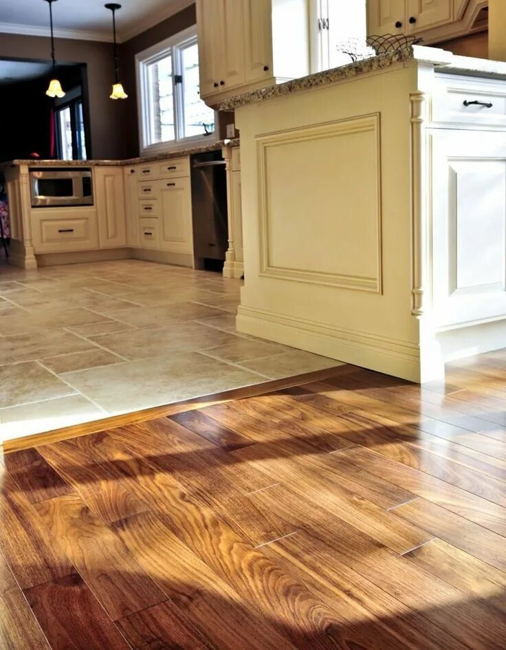 Пол плитка ламинат фото Image result for can you have wood floors back up against tile Kitchen floor til