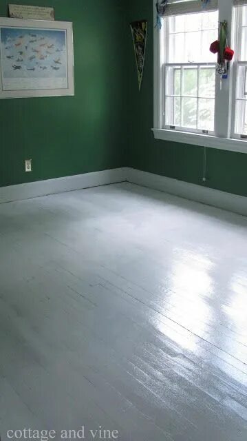 Пол покрашенный краской фото White Floors Day 1 - Cottage and Vine Painted wood floors, Painted hardwood floo