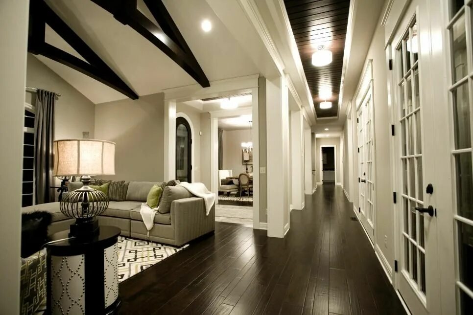 Пол стены дизайн интерьера Contemporary Hallway Features Dark Hardwood Flooring Black wood floors, Light ha