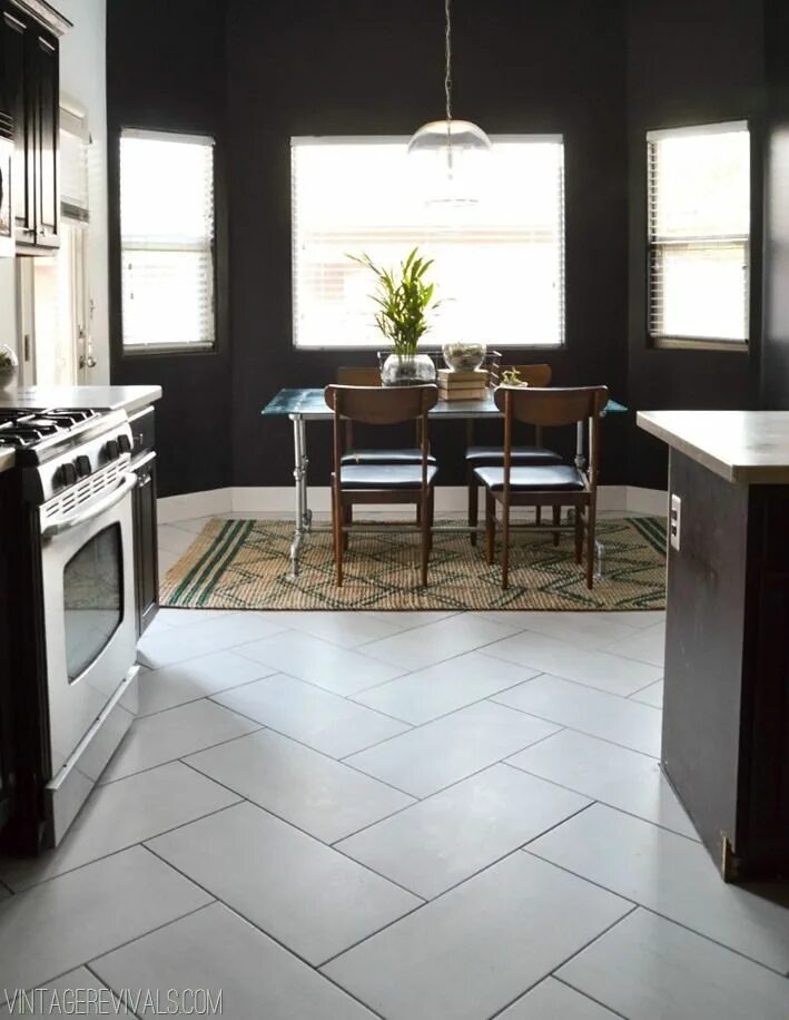 Пол в кухне гостиной плитка фото The Kitchen Flooring Saga Part 2 of 2 and the Reveal! Trendy kitchen tile, Kitch