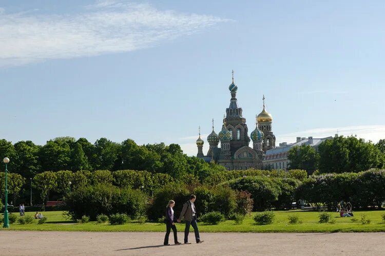 Поле спб для фото Gallery.ru / Вид с Марсова поля на собор Воскресения Христова - Прогулки по Пете