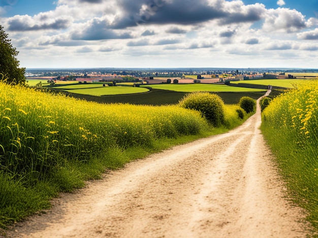 Поле тропинка фото Premium Photo Road through village crop fields