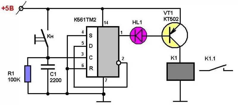 Полевой триггерный переключатель схема подключения Ответы Mail.ru: Вопрос по схеме с микрухой К561ТМ2.