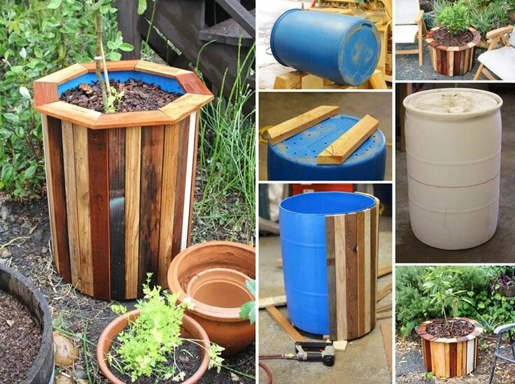 Полезное для дачи своими руками Plastic Barrel and Pallets Got Recycled into This Amazing Planter Plastic barrel