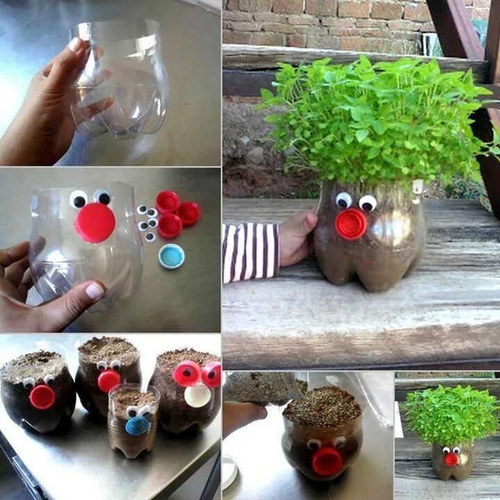 Полезные поделки своими руками для дачи Macetero reciclado/Manualidades para niños #reciclaje Plastic bottle crafts, Diy