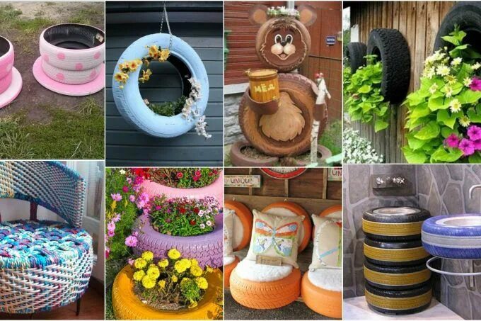 Полезные поделки своими руками для дачи Car Tire Crafts For Your Home And Garden Elaboración, Neumáticos reciclados, Art